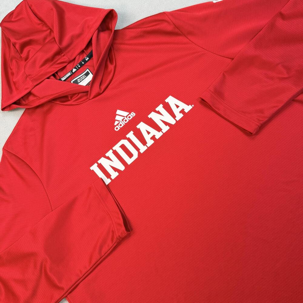 Indiana Hoosiers Hooded Shirt Mens XL Red NCAA Basketball Adidas HEAT RDY Parley